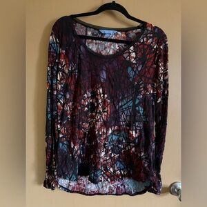 Simply Vera Vera Wang Black Multi Abstract Long Sleeve Top